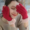 Luvas femininas de camurça outono e inverno femininas quentes com acolchoado de veludo luvas de tela de toque para equitação quentes atacado de fábrica