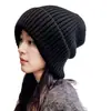 Gorros de Otoño e Invierno, Estilo Coreano, Modernos, Engrosados, Cálidos Gorros de Maternidad, Circunferencia de Cabeza Grande, Gorros Slouchy Amplios, Gorros de Punto para Mujer Transfronterizos
