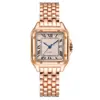 Comercio Exterior Nueva Moda Casual Simple Aleación Romana Banda de Acero Cuadrado Calendario Reloj de Cuarzo para Hombres y Mujeres Pareja