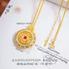Colar Pingente Bússola Esmaltada Giratória Banhado a Ouro de Cor Forte Puzuo para Mulheres, Corrente de Suéter Estilo Chinês