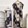 Vestido de Estilo Túnica Africana de Venta Caliente Transfronterizo, Falda de Seda Sintética, Vestido Talla Grande, Conjunto de Dos Piezas con Chal Protector Solar, Estampado al por Mayor