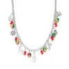 Venta Caliente Europea y Americana Collar para Fiesta Navideña Papá Noel Muñeco de Nieve Reno Collar de Campana de Colores Regalo de Navidad