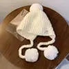 Gorro de Lana Gris Tejido Coreano para Mujer de Invierno Nuevo Multifacético que Muestra la Cara Pequeño Engrosado Circunferencia de la Cabeza Cálido Gorro con Protección para las Orejas