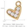 Acero Inoxidable Chapado en Oro de 18K Incrustado con Circonita Corazón de Amor Espiga de Trigo Trébol de Cuatro Hojas Colgante Pequeño DIY Exquisitos Accesorios de Joyería
