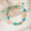 Tobillera tejida a mano estilo playa océano, estrella de mar, concha, nicho, moda simple, estilo europeo y americano simple