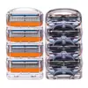 Navaja manual nueva para hombre de cinco capas, hoja de acero inoxidable multicapa naranja, cabezal de cuchilla universal, recortador de barba
