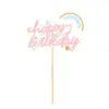 Color Globo Aerostático Niños Estrellas Cara Sonriente Nubes Escena Arcoíris Pastel de Cumpleaños Tarjeta Enchufable Mesa de Postres Enchufable