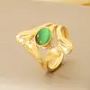 Anillo Retro Europeo y Americano Hueco de Piedra Natural Turquesa Acero Inoxidable para Mujer, Joyería de Anillo Abierto Irregular Estilo Ins de Alta Gama