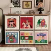 Caja de almacenamiento de rejilla Kalek para niños de dibujos animados, cesta de almacenamiento tipo cajón a prueba de polvo de tela, caja organizadora de juguetes plegable