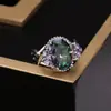 Anillo de Zircón Arcoíris para Mujer Anillo de Diamante de Piedra Colorida Transfronterizo Europeo y Americano Joyería de Lujo Ligero Venta al por Mayor