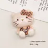 Accesorios de Resina para Manualidades de Dibujos Animados Falda con Estampado de Leopardo Gato Sentado Horquilla de Pegamento de Crema Funda de Teléfono Hebilla de Zapato Colgante para Llavero