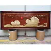 Pintura de Parede Escultura em Madeira Dongyang Madeira Maciça Chinesa Sala de Estar Parede de Fundo Pintura Decorativa Pingente Escritório Placa Decorativa Horizontal para Pendurar na Parede
