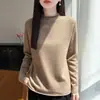 Suéter de punto de cuello medio alto de una sola capa transfronterizo, top base otoño e invierno nuevo, versátil, color liso, ropa interior, suéter, ropa para mujer