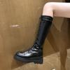 Botas Altas para Mujer, Botas de Caballero, Botas Versátiles Nuevas 2025 de Suela Gruesa por Encima de la Rodilla, Botas de Cuero Elástico de Aspecto Adelgazante, a la Moda