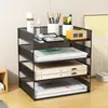 Suporte para Armazenamento de Arquivos Prateleira de Mesa de Escritório Porta-Arquivos Caixa de Armazenamento de Arquivos Organizador de Pastas de Mesa Escritório
