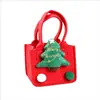 Bolsa de Fieltro Navideña Estilo Tiktok Transfronteriza, Bolso de Mano de Fieltro Creativo para Regalo de Nochebuena para Niños