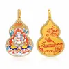 Pingente de Cabaceira Thangka Pintado à Mão com Incrustação de Ouro Estilo Xizang com Tara Verde Zaki Lhamo, Ornamento Pingente Decorativo
