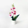 Nova simulação de folha de bambu 6 flores Phalaenopsis planta de vaso de mesa decoração para varanda de casa decoração de flor artificial planta verde bonsai