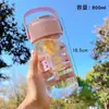 Taza de té sencilla con alto atractivo estético, estilo de celebridad de internet de verano Ins, popote desmontable, taza portátil de gran capacidad para estudiantes
