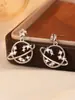 Brincos de Céu Estrelado e Planetas Transfronteiriços para Mulheres, Brincos Assimétricos Estilo AB com Diamantes, Design de Estrela e Lua, Brincos Versáteis e Estilosos
