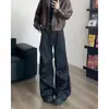 Pantalones Casuales Plisados Vintage Lavados Desgastados para Hombre, Pantalones Anchos Rectos Holgados, Modernos para Viajes al Aire Libre y Ropa de Trabajo
