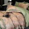 Funda de edredón de algodón puro de alta gama europea para todas las estaciones, sábana bajera de algodón completo, amigable con la piel, satén, para dormir sin ropa, algodón de fibra larga, algodón australiano, juego de cuatro piezas
