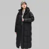Chaqueta de plumón con capucha de longitud media estilo pareja marca Lu, Nuevo abrigo grueso de invierno hasta la rodilla, Chaqueta acolchada versátil