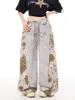 Pantalones Casuales Rectos con Estampado de Diseño Americano High Street 2026 para Hombres y Mujeres Verano Nueva Moda Pantalones de Guadaña Adelgazantes