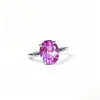 Anillo de Plata de Ley S925 con Zafiro Rosa para Mujer, Gema de Color Cultivada, Forma de Huevo de Paloma, Diseño de Nicho de Alta Gama, Estilo Lujo Ligero