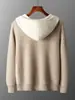 Suéter con Capucha de Cachemir con Puntada Yuanbao 26 para Hombre, Cárdigan Grueso con Cremallera, Sudadera con Capucha Deportiva Casual Color Block, Directo del Fabricante