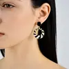 Nuevos Pendientes de Lujo de Alta Gama para Mujer, Estilo Popular de Influencer en Línea, Pendientes de Estilo Retro de Hong Kong, Colgantes de Oreja con Patrón de Cebra Circular