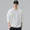 Sudadera casual de peso pesado para hombre, cuello redondo, manga larga, color liso bordado, nueva de otoño 2026, marca moderna para jóvenes