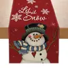 Corredor de mesa de Natal best-seller transfronteiriço com estampa criativa de boneco de neve, jogo americano de linho resistente a manchas, decoração festiva de mesa de Natal