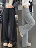 Pantalones de lunares, pantalones negros estilo Yamamoto para mujer, colección de otoño, fluidos y elegantes, de cintura alta, adecuados para figuras petite, blancos, de longitud extendida, pantalones casuales de pierna ancha