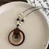 Nuevo Collar Colgante Largo Corazón Color Café Estilo Chino Cadena de Suéter Estilo Antiguo Zen Retro Cordón Accesorios Decorativos para el Cuello