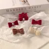 Grampo de Cabelo Presilha Laço Strass Vintage Menina Red Velvet Presilha Doce Para Franja Pequena Presilha Estilo Japonês e Coreano