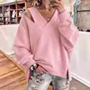 Sudadera holgada de manga larga de color liso con cuello cruzado para mujer, tienda independiente de Amazon transfronteriza europea y americana, otoño e invierno