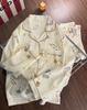 Pijama de Algodão Nuvem para Mulheres Primavera e Outono Novo Desenho Animado Fofo Calça de Manga Longa Conjunto de Roupa de Casa Transfronteiriça para Dormitório Estudantil
