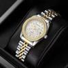 Reloj Casaro Classic de Aleación de Cuarzo Doméstico para Mujer Nuevo Moda Calendario Analógico con Manecillas Luminosas Incrustaciones de Diamante para Dama