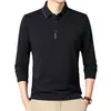 Camiseta de Manga Larga Nueva Transfronteriza 2025 para Hombre, Primavera y Otoño, Cuello Simple Versátil de Algodón, Camisa Polo para Hombre