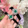 Pulsera Flor Esmeralda Mojito Mujer Rica Feliz Aretes Circonita Iris Irregular Chapado Oro 18K