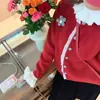 Cardigan de Punto Suave y Sedoso con Encaje Empalmado, Estilo Suave, Nuevo Estilo Otoño e Invierno Francés, Suéter Dulce Elegante con Cuello Redondo para Mujer