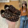 Zapatos Estilo Coreano para Niñas Forrest Gump 2026 Nuevos Zapatos de Entrenamiento Alemanes Retro de Lunares para Niños Doble Hebilla para Bebés Zapatos de Tabla Suela Suave