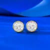 2026 Nuevos Aretes Redondos de Plata de Ley 925 Estilo Antiguo Europeo 8.0mm Diamante Blanco Borde con Perlas Temperamento Retro Lujo Ligero Transmisión en Vivo Transfronterizo