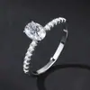 Anillo de Plata 925 Transfronterizo Anillo de Moissanita de 1 Quilate Incrustación Micro Detallada Versión Artesanal Anillo para Mujer Chapado en Oro Plata 925 Venta al por Mayor