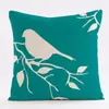 Funda de almohada decorativa a rayas con flores y pájaros estilo nórdico cojín estampado comercio exterior al por mayor fábrica directa cojín decorativo