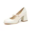 Sapatos Femininos Mary Jane Salto Bloco Jin Gang MY7007 2024 Novo Primavera e Outono Versátil Salto Alto Bico Fino Sapatos de Salto para Mulheres