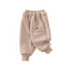 Calça Bebê Forrada com Fleece Espessa Outono e Inverno Nova Calça de Moletom Fleece Infantil Ollie Casual Quente Longa para Meninos e Meninas