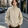 Nuevo estilo de abrigo suéter con cuello alto y doble cremallera para mujer, de comercio electrónico transfronterizo ruso, con corte relajado, estilo holgado y cárdigan de punto grueso