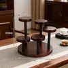 Estante de Almacenamiento de Escritorio de Nogal Madera Maciza Sin Instalación Almacenamiento de Perfumes y Cosméticos Exhibidor de Café de Niveles de Madera
